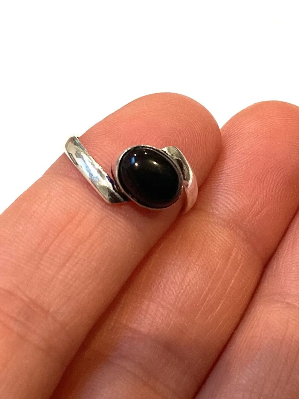 Size 6 Black Ring, 925 Sterling with Onyx Stone, Small Ring Womens Boho